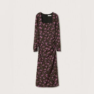 Mango Floral Print Fall Dress NWT